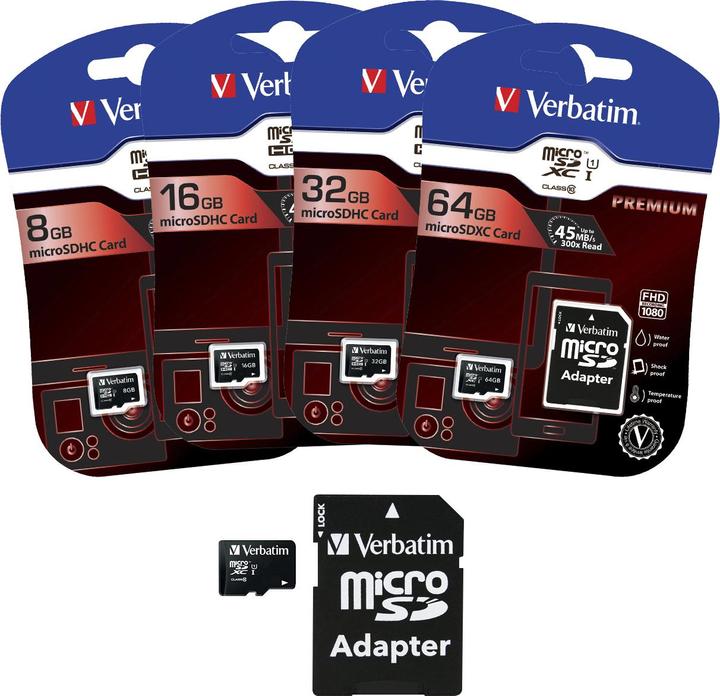 Actual product image Verbatim Micro SDXC Card Class 10 (64 GB, microSDXC, U1, UHS-I)