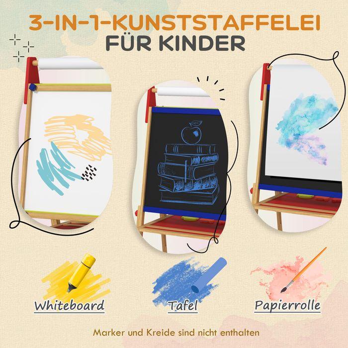 Immagine prodotto Swisshandel24 3-in-1 Kindertafel höhenverstellbar, doppelseitige Kinder Staffelei mit Ablage