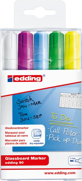 Edding Glassboardmarker 90 5er Etui (Mehrfarbig, 3 mm, 5 x)