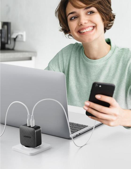 Produktbild Ugreen Wandladegerät CD216 2xUSB-C 66W PD (66 W)