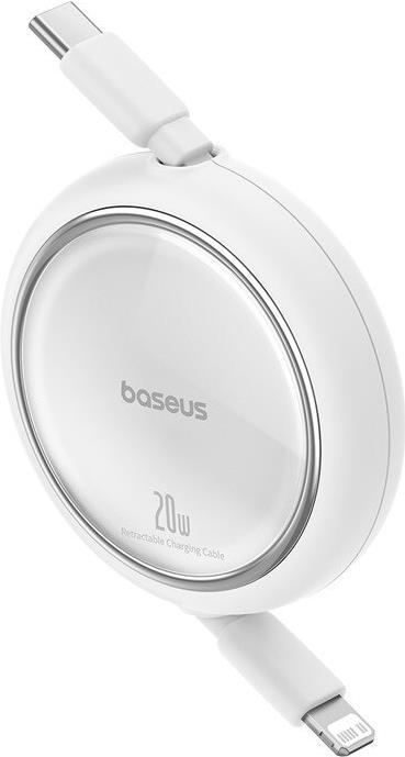 Actual product image Baseus Free2Pull retractable USB-C / Lightning cable 20W 1m - white (1 m, USB 2.0, 20 W)