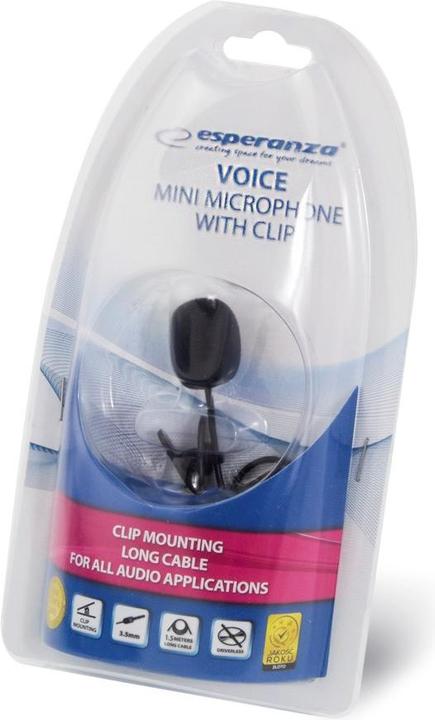 Actual product image Esperanza EH178 Microphone with Clip Black