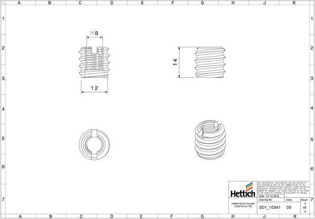 Produktbild Hettich Eindreh-Muffe M8 x 14 mm