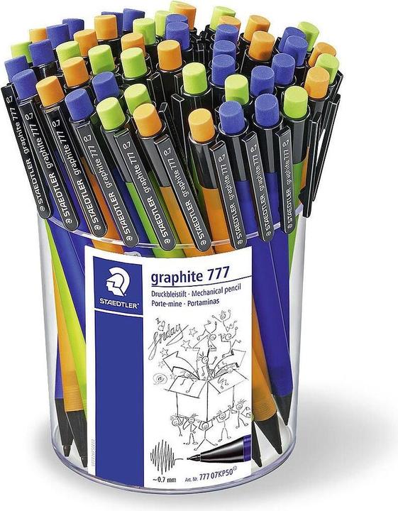 Actual product image Staedtler graphite 777 mechanical pencil quiver with 50 pieces, 0.7 mm, assorted (0.70 mm, 50 x)