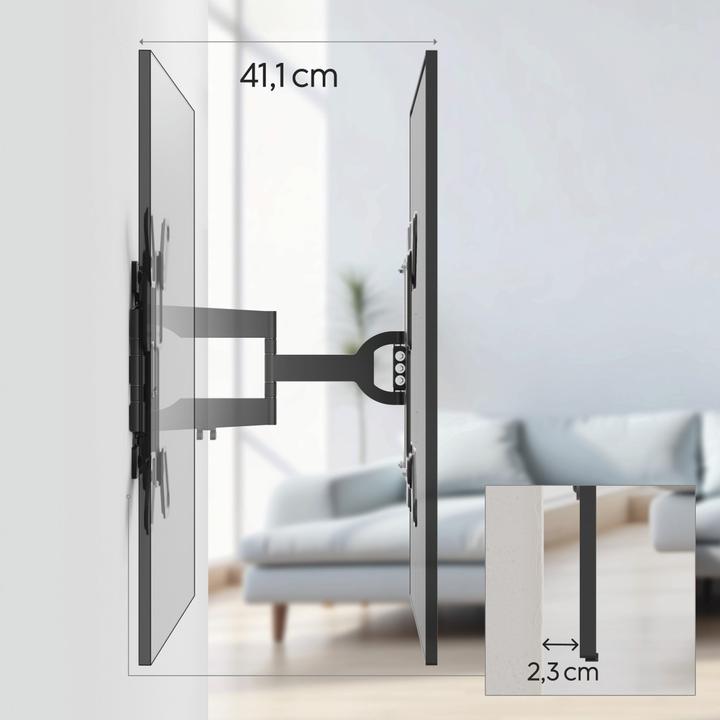 Image du produit Hama Support TV mural, OLED, plat, pivotant, extensible, 229cm (90") à 50kg (Mur, 90", 50 kg)