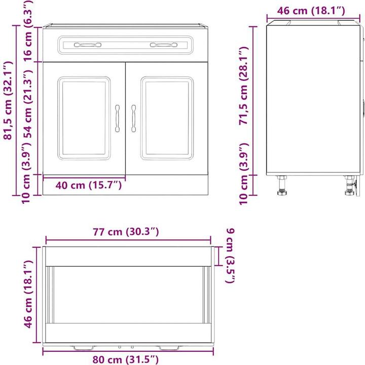 Image du produit VidaXL Élément bas de cuisine Kalmar Gris béton Bois composite Élément bas d'évier (80 x 46 x 81.5 cm)