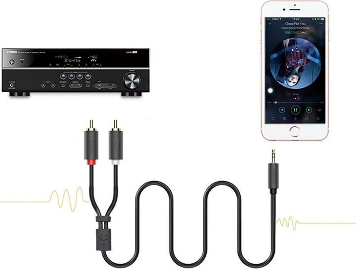 Produktbild Ugreen AV102 2x RCA cable (Cinch) jack 3.5 mm 5m (black) (5 m)