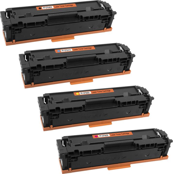 Plutoos HP CF540X, CF541X, CF542X, CF543X / 203X Toner XXL kompatibel, 4er Farbset (CMYK)