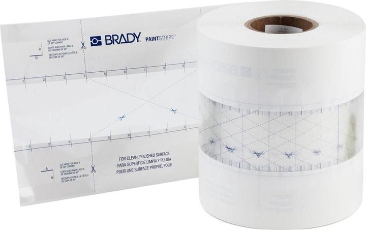 Actual product image Brady PaintStripe stencil - continuous line, polypropylene, transparent/white, 76.20 mm x 152.4