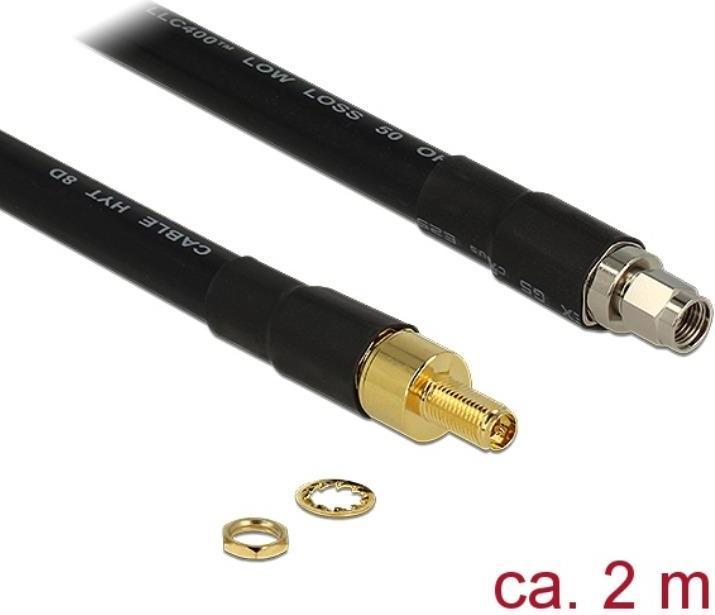 Produktbild Delock RP-SMA Buchse zu RP-SMA-ST 2 Meter (0.22 dB, Antennenkabel)