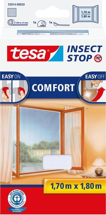 Actual product image tesa Insect screen COMFORT for windows, with Velcro tape, self-adhesive, without drilling (170 x 180 cm)