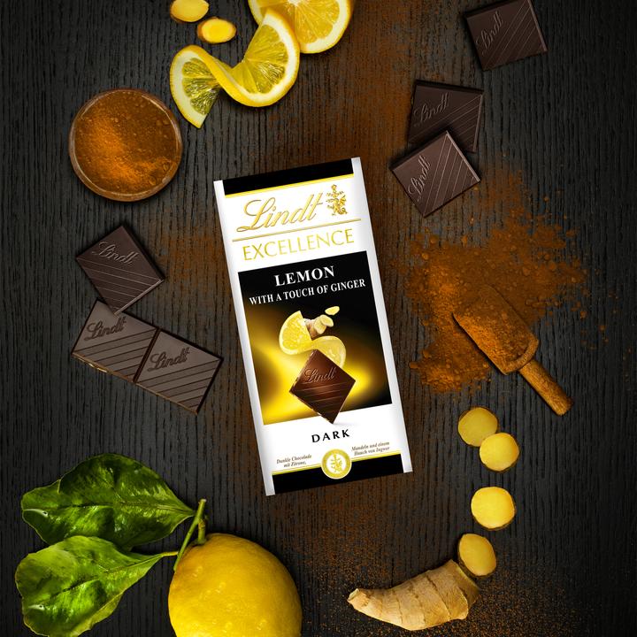 Image du produit Lindt Tablette de chocolat noir Excellence Citron & Gingembre (100 g)