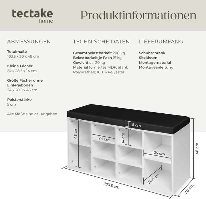 Produktbild tectake Alayah (103.5 x 30 x 48 cm)