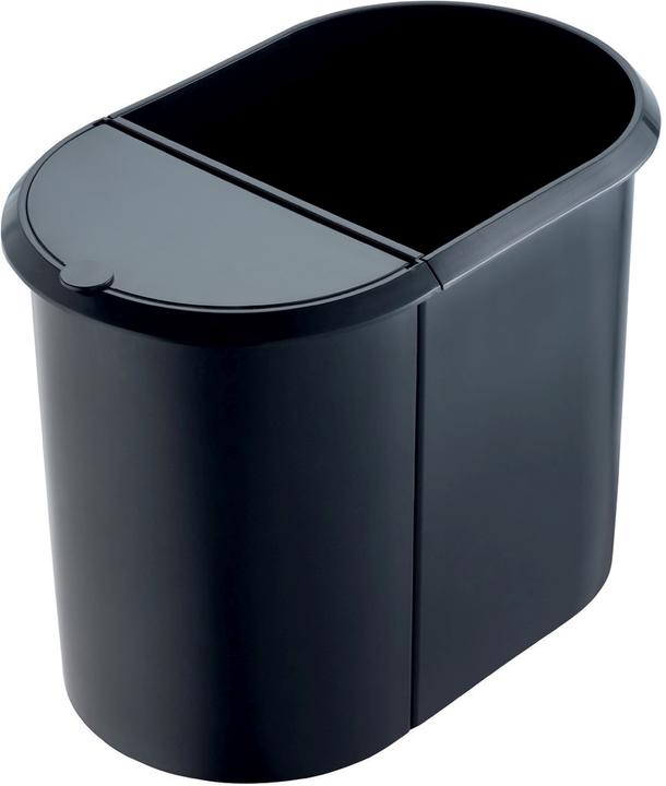 Produktbild Helit H6103995 - Duo-System-Papierkorb, oval/umlaufender Griffrand, schwarz (29 l)