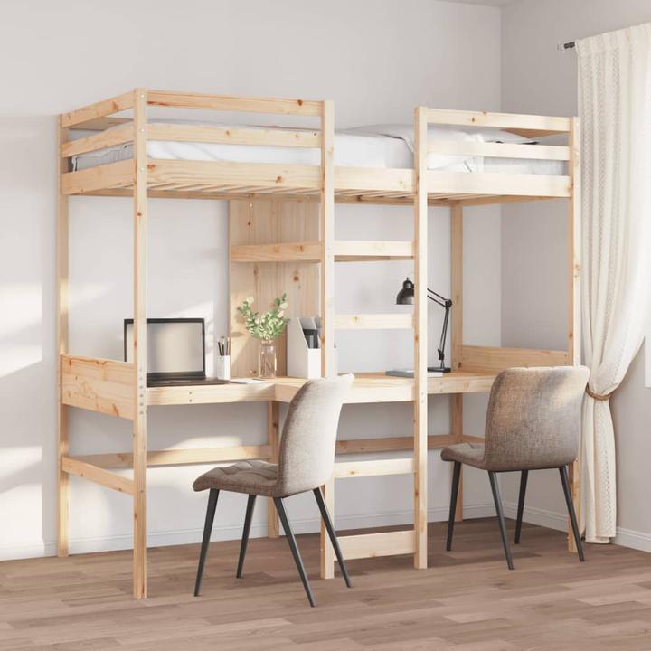 Image du produit VidaXL Lit mezzanine avec bureau & rangements (90 x 200 cm)