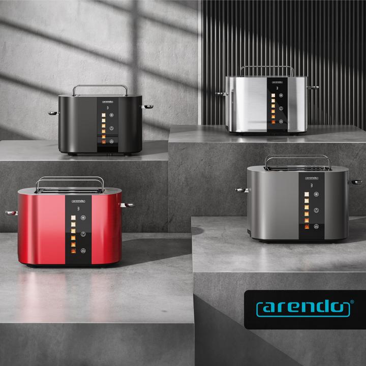 Image du produit Arendo Toaster Edelstahl 2 Scheiben Kurzschlitz, Restzeit & Bräunungsgradanzeige, Touch Display, 800 W (Prise UE)