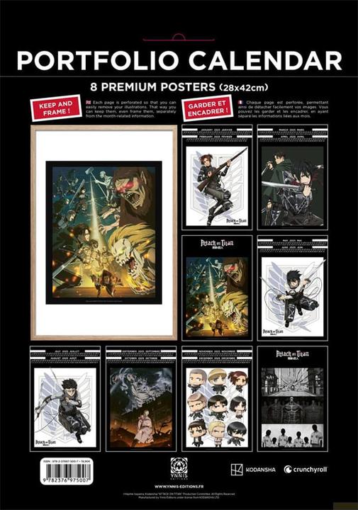 Image du produit PIKA Attaque sur Titan : calendrier portfolio 2025 : 8 posters premium (Français)