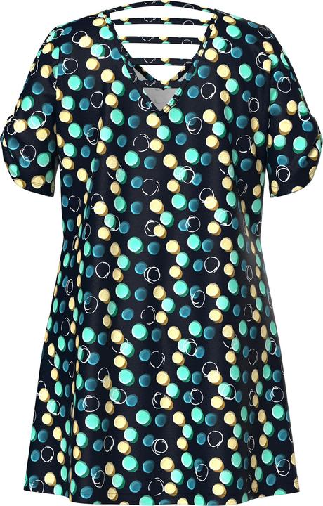 Produktbild Ulla Popken Strandkleid, Punkte, Zierbänder, V-Ausschnitt, Halbarm (56)