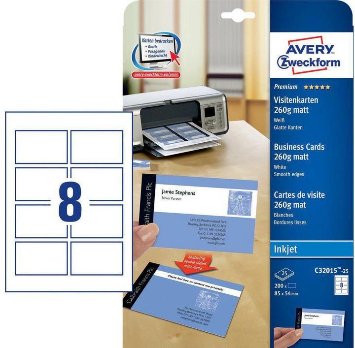 Actual product image Avery Premium Business Cards (260 g/m², 200 x, A4)