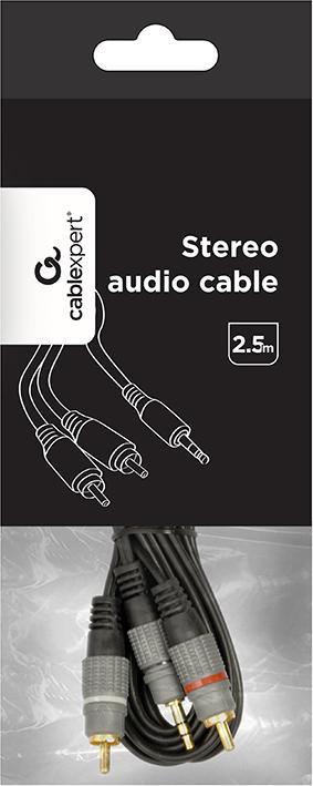 Actual product image Gembird CableXpert 3.5mm stereo plug to 2*RCA plugs 2.5m Gold Plated CCA-352-2.5M (2.50 m)