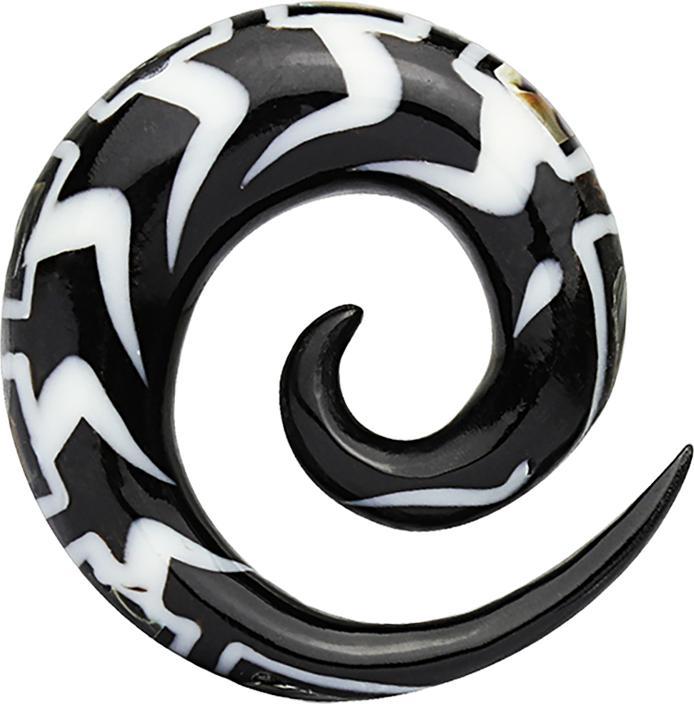 Star Piercing Dehnspirale mit Abalone aus Wasserbüffelhorn (ohne Messing, Organisch)