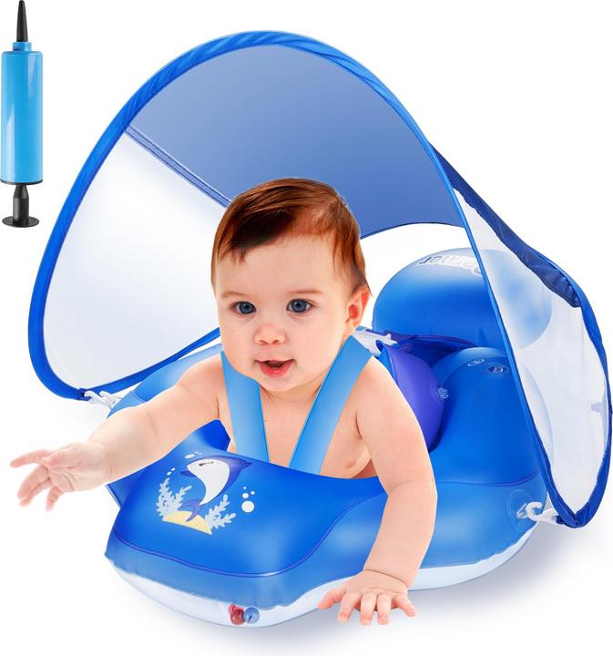 Activity Board Swimming ring baby with UPF50+ sun canopy, swimming aid baby for the pool, adjustable