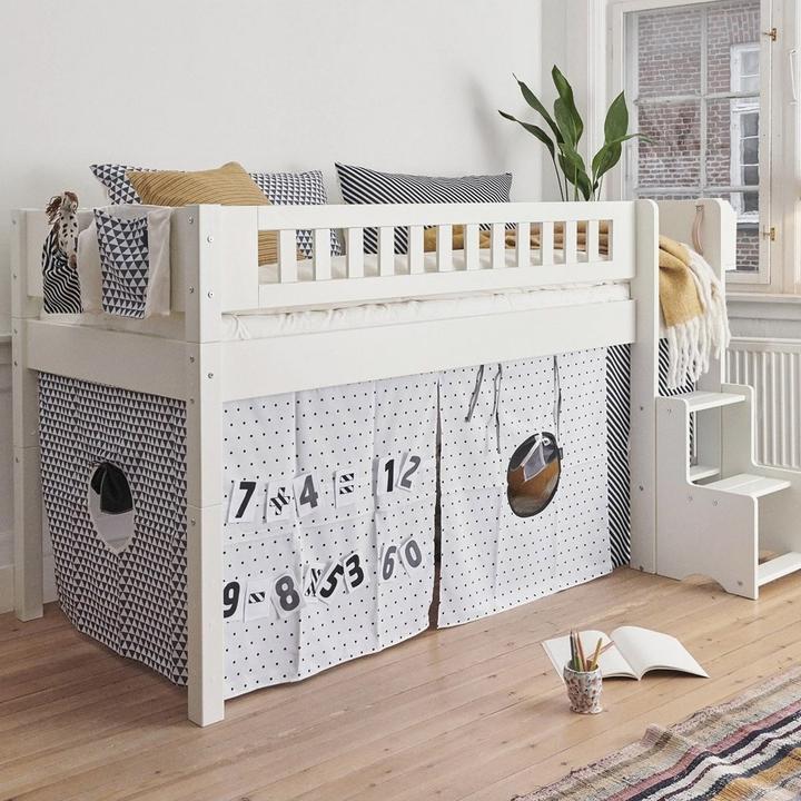 Produktbild Manis-h Manis h FREJ Halbhohes Bett mit Lattenrost und Aufbewahrung Snow white (90 x 200 cm)