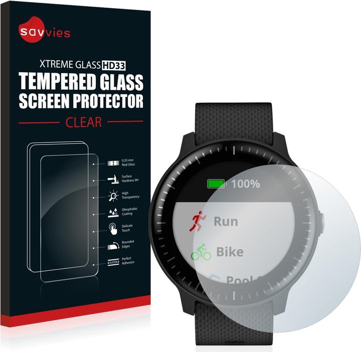 Produktbild Savvies Panzerglas Hartglas Displayschutz (Vivoactive 3 Music)