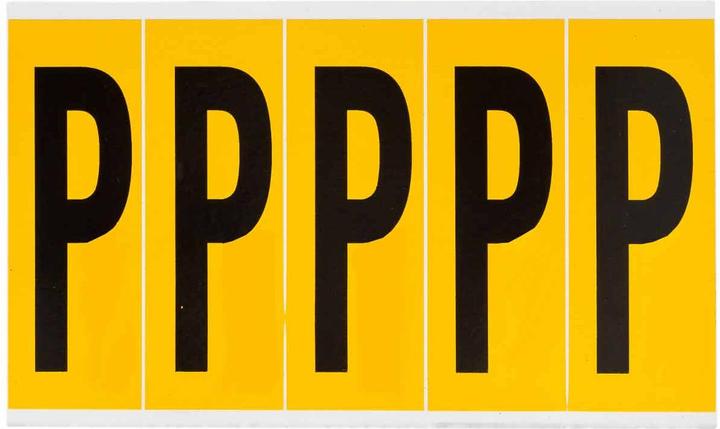 Actual product image Brady B-946, 1560-P, vinyl, labelling: P, black on yellow, 44 x 127mm, font height 98mm(25 K.