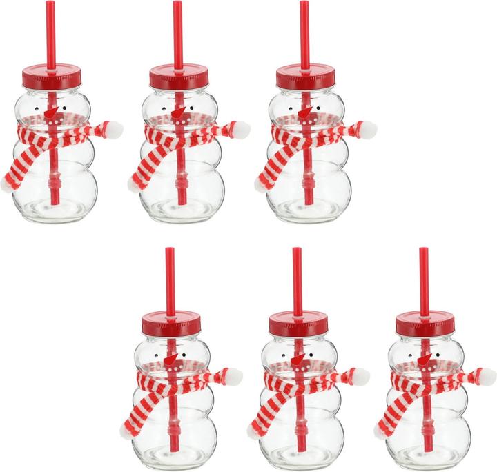 Produktbild Novaliv 6x Tassen Glühwein 260 ml Personalisierte Weihnachtstasse mit Trinkhalm - Schneemann als Glü (260 ml, 6 x)