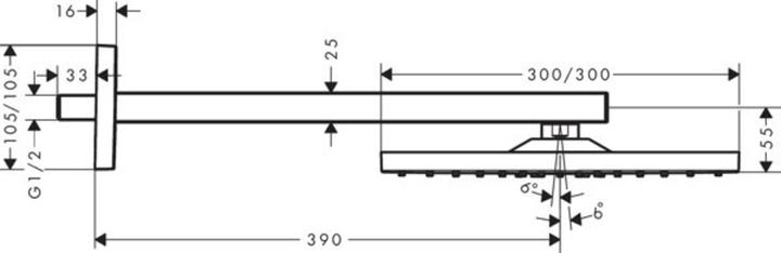 Actual product image hansgrohe Raindance E 300 1jet overhead shower (1 Beam types, 19 l/min)