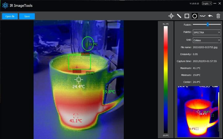 Actual product image Peaktech P 5610 B IR thermal imaging camera