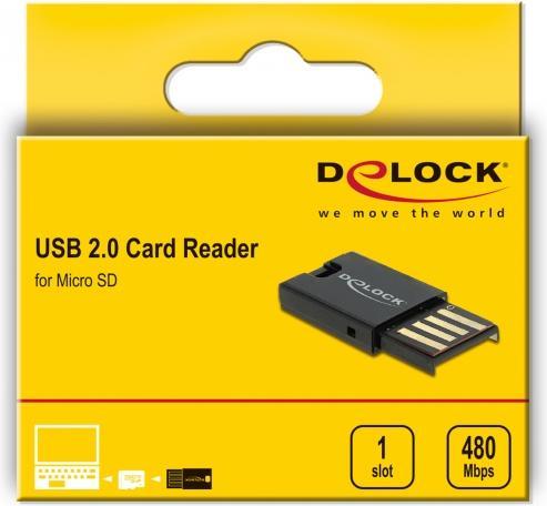 Produktbild Delock USB 2.0 Card Reader für Micro SD Speicherkarten (USB 2.0)