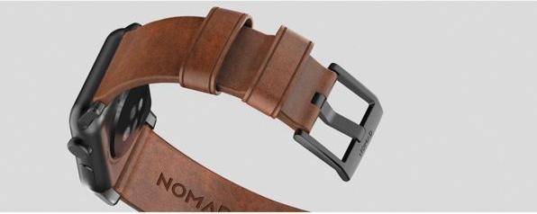 Actual product image Nomad Modern Connector Strap (44 mm, Leather, Stainless steel)