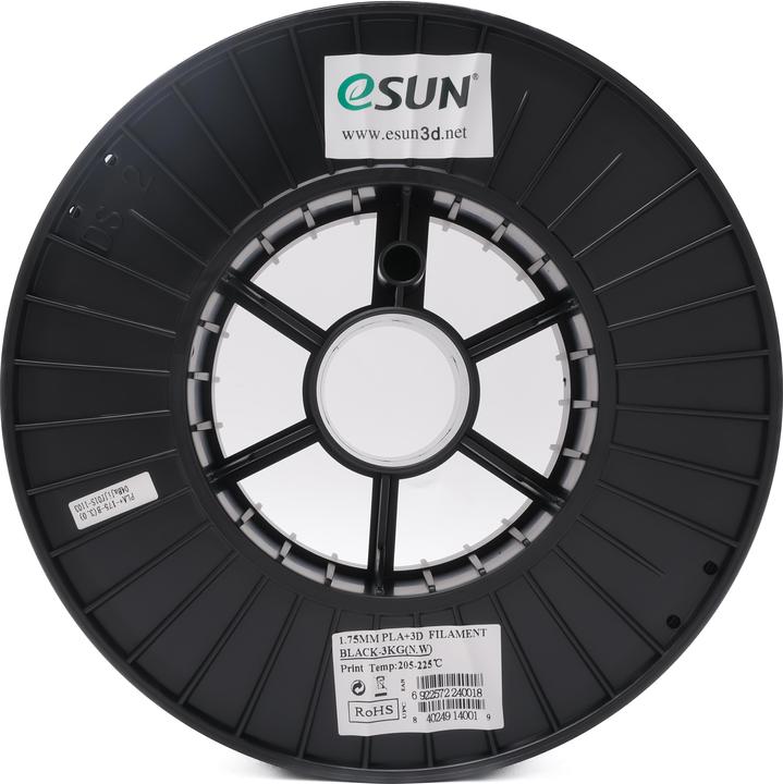 Produktbild eSUN PLA+ Filament 1.75mm Schwarz 3Kg (PLA+, 1.75 mm, 3000 g, Schwarz)