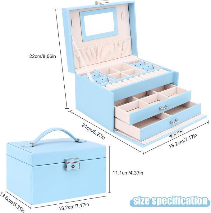 Produktbild Only-Bags.Store Schmuckkästchen, Schmuckkästchen mit Schubladen für Damen Mädchen, PU Leder Schmuckkästchen
