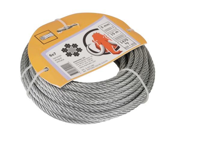 Mamutec Galvanised wire rope 5 mm 15 m 6x7+FE (15 m)