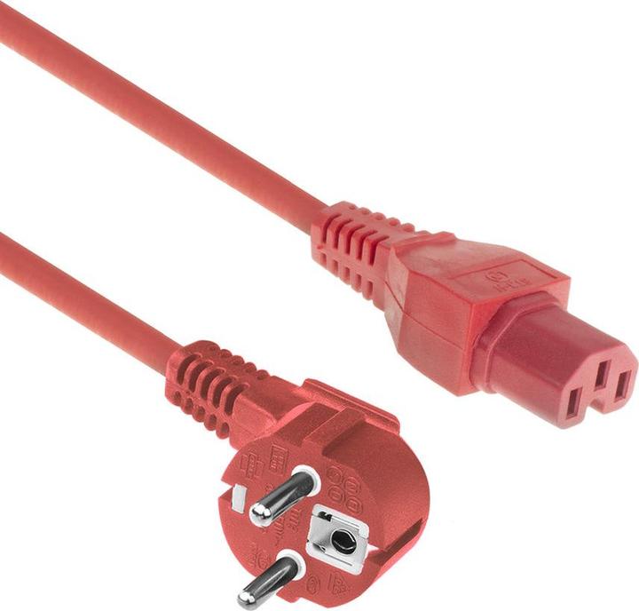 Produktbild Powercord mains connector CEE 7/7 male (angled) - C15 red 2 m (2 m)
