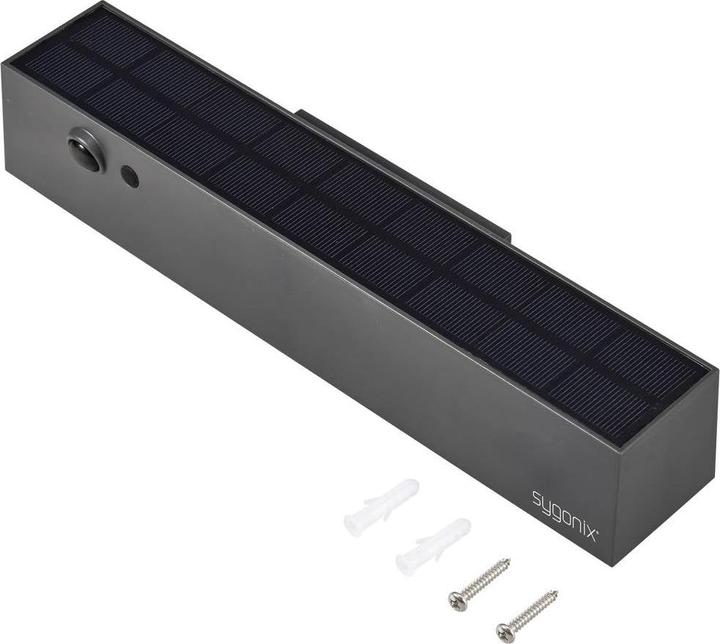 Actual product image Sygonix SY-5801968 Solar outdoor wall light neutral white anthracite grey (1000 lm, IP54)