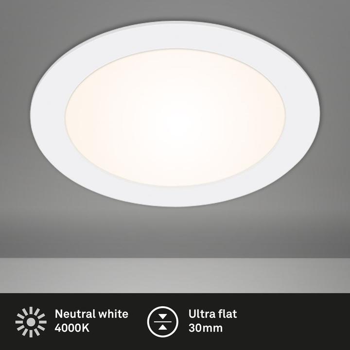 Produktbild Briloner LED Einbauleuchte IP23 12W 1200 lm 4000 K neutralwei rund wei 170/160 mm 230V (1200 lm)