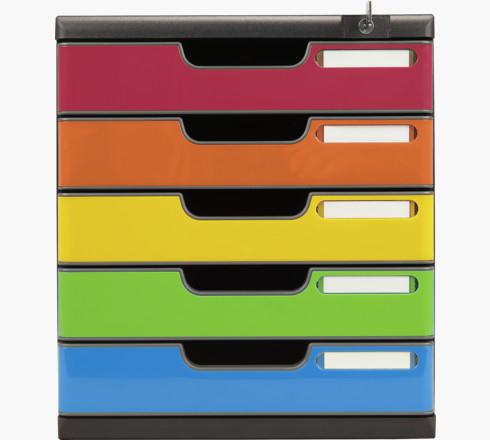 Produktbild Exacompta Schubladenbox MODULO, Format A4+, 5 abschliessbare Schübe, geschlossen, Griffmulde & Etiketten... (A4+)
