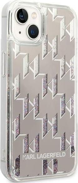 Produktbild Karl Lagerfeld Hard Cover Liquid Glitter Monogram Silver, f??r iPhone 14 Plus, KLHCP14MLMNMS (Apple iPhone 14 Plus)