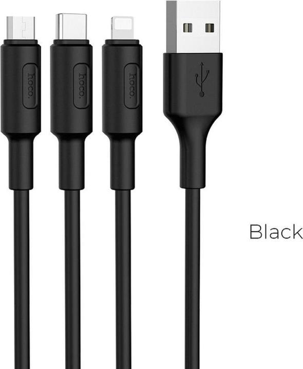 Image du produit Hoco Lightning / USB-C / MicroUSB Soarer X25 noir (1 m, USB 3.0)