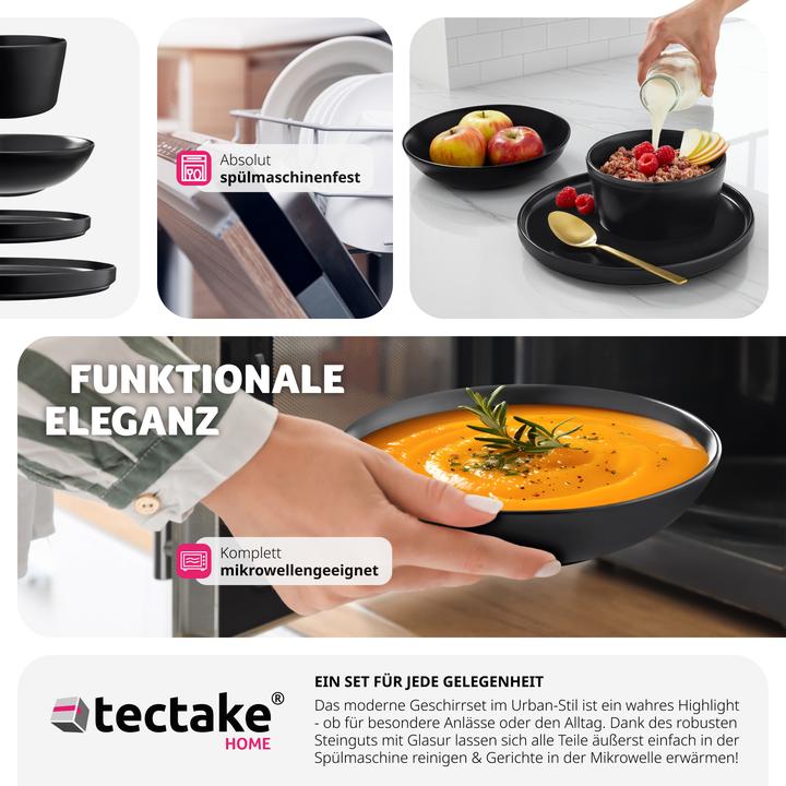 Actual product image tectake Geschirrset Una, aus Steingut, für 6 Personen (24 Piece)
