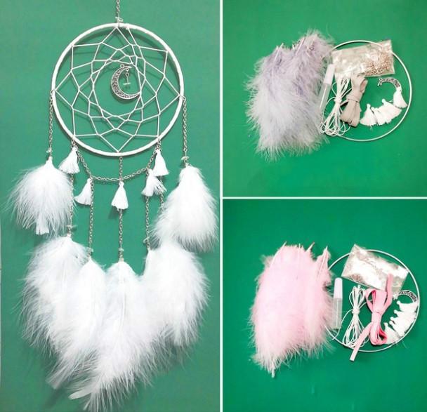 Actual product image Cover-Discount DIY Craft Set Dreamcatcher Moon white