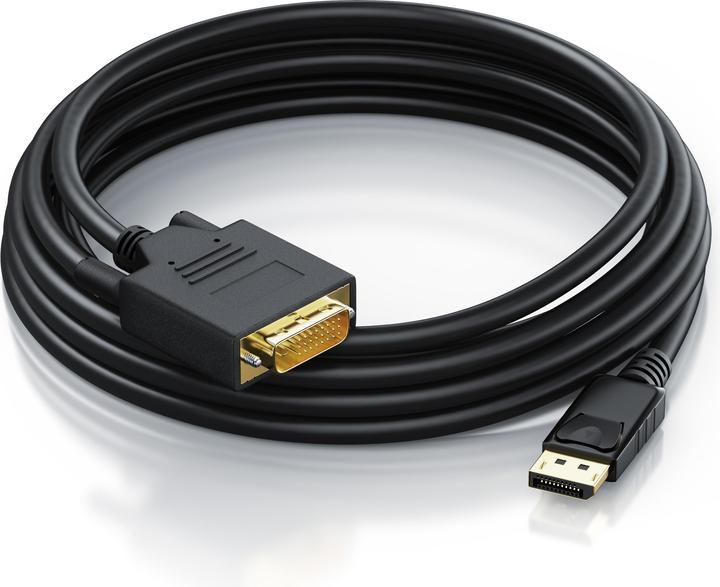 Actual product image CSL DisplayPort video cable, 20 pins, DVI-D, monitor cable, HDCP and EDID certified, FHD resolution (1 m, DisplayPort, DVI)