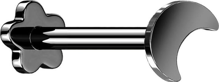 Star Piercing Micro Threadless Labret Blume schwarz Mond (ohne Messing, Titan G23)