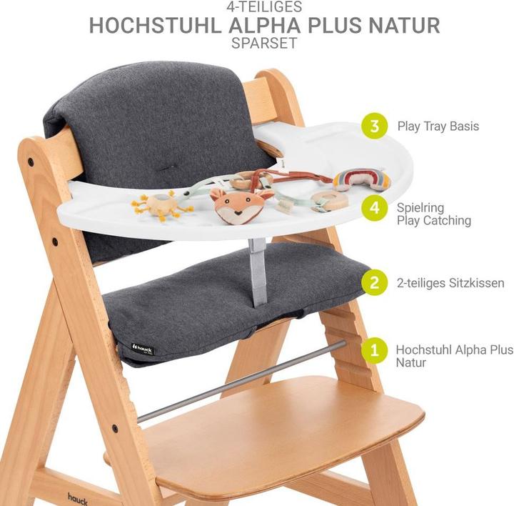Produktbild Hauck Hochstühle Hochstuhl Alpha Plus Natur im Sparset - inkl. (Hochstuhl)
