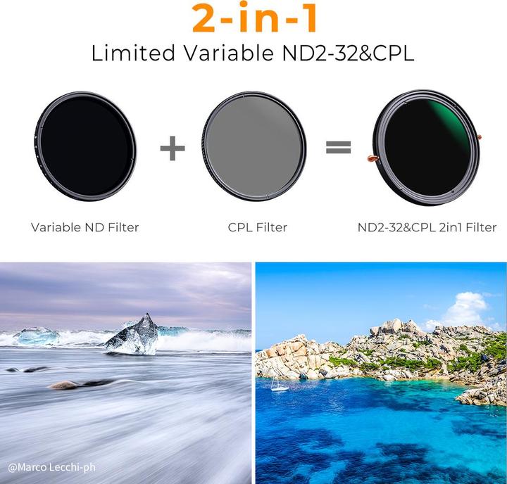 Actual product image K&F Concept 2 in 1 CPL+Variable ND2ND32 (46 mm, Neutral density filter, Polarizing filter)