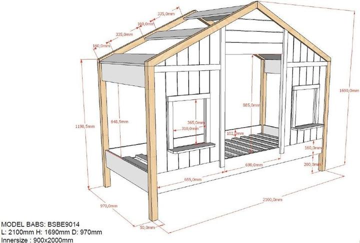 Actual product image Vipack Babs house bed incl. pull-out box (90 x 200 cm)